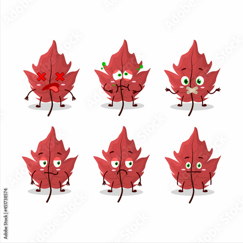 Red autumn leaf cartoon character with nope expression