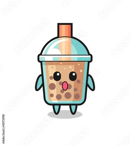 the amazed expression of the bubble tea cartoon