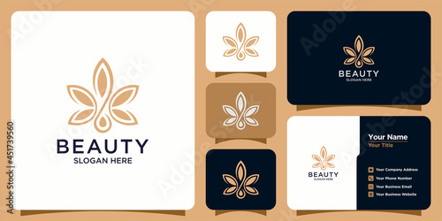 minimalist beauty abstract logo salon and spa silhouette shape concept logo and business card template