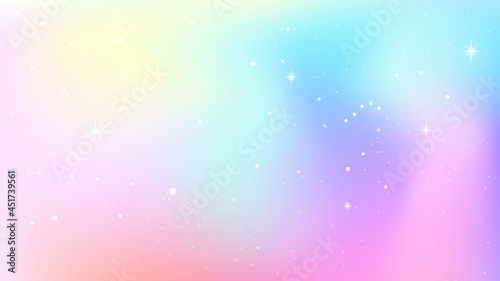 Holographic galaxy background with stars. Abstract fantasy constellation. Vanilla sky.