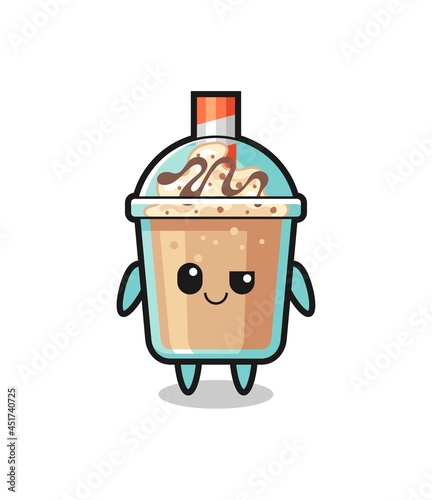 milkshake cartoon with an arrogant expression