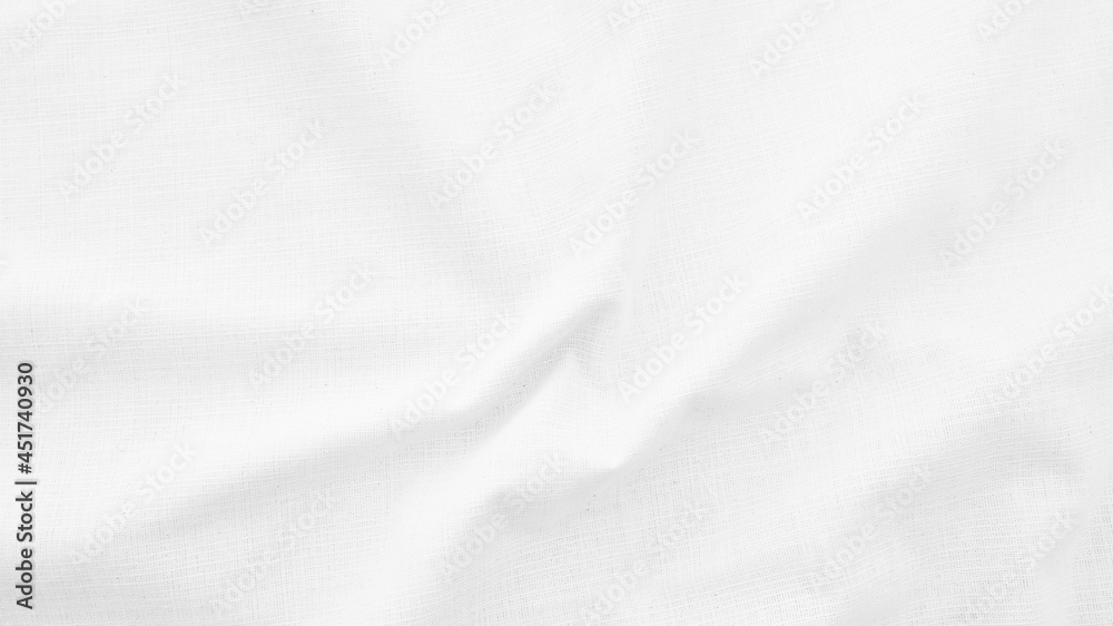 Obraz premium Organic Fabric cotton backdrop White linen canvas crumpled natural cotton fabric Natural handmade linen top view background organic Eco textiles White Fabric linen texture