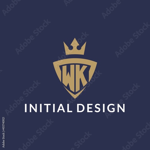 WK logo with shield and crown, monogram initial logo style photo