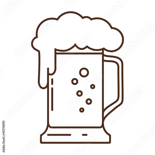 Vector beer glass icon. Beer mug with foam isolated on white background. Vector illustration.