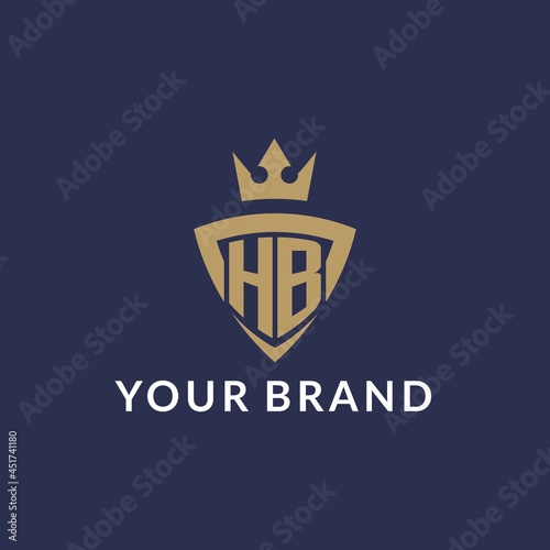 HB logo with shield and crown, monogram initial logo style