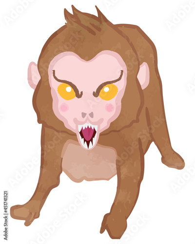 Illustration of a cute monkey threatening