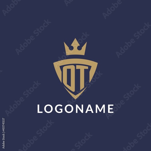 OT logo with shield and crown, monogram initial logo style