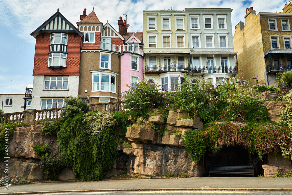 Ramsgate, United Kingdom - August 5, 2021: Houses viewed from Madeira Walk