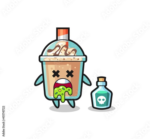 illustration of an milkshake character vomiting due to poisoning