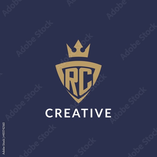 RC logo with shield and crown, monogram initial logo style