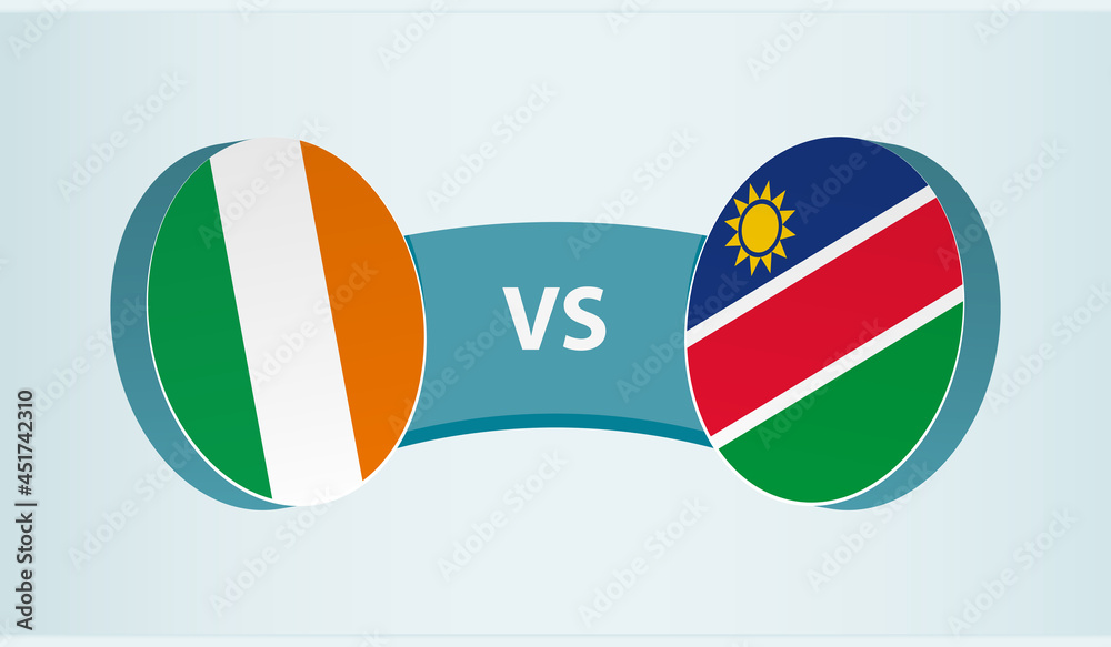 Ireland versus Namibia, team sports competition concept. Ireland versus Namibia, team sports competition concept.