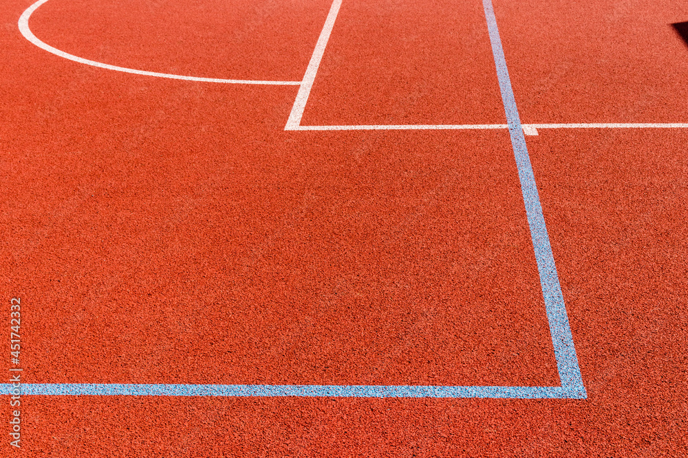 Basketball court lines. Natural background.