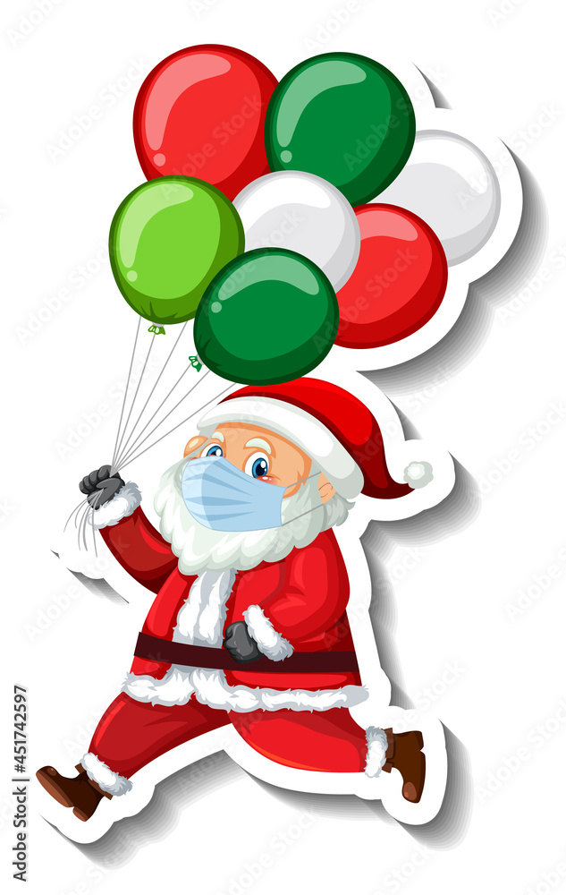 A sticker template with Santa Claus wearing mask
