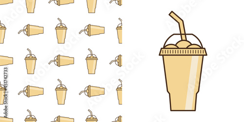 Vector slush drink isolated icon. Cartoon ice cup (Frozen Drink). Emoji clipart drawing of tropical smoothie shake.