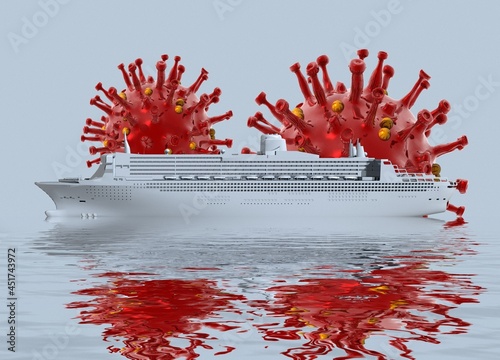 Coronavirus outbreak on cruise ship, conceptual illustration photo