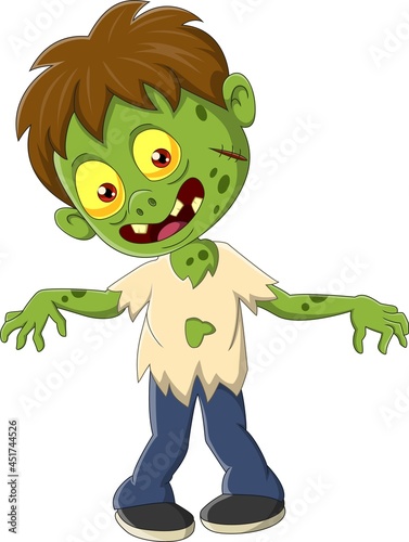 Cartoon angry zombie boy standing