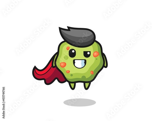 the cute puke character as a flying superhero