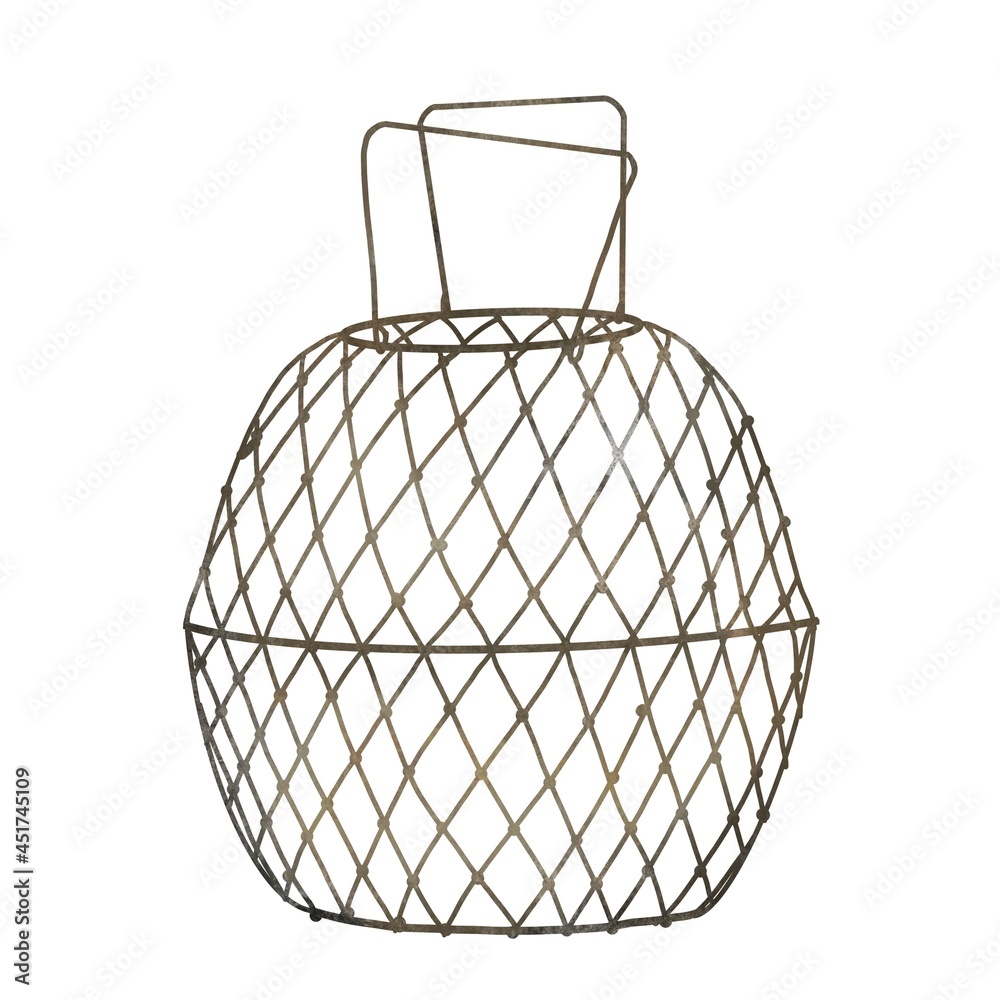 Fishing net isolated. fishnet watercolor illustration. Crab net Fishing net isolated. fishnet watercolor illustration. Crab net