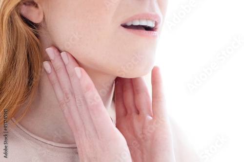 Woman with swollen lymph nodes