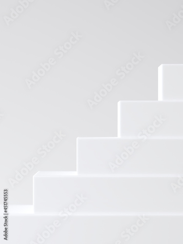 Minimal product background for Christmas sale concept. concept. White step podium on white background. 3d render illustration. Clipping path of each element included.