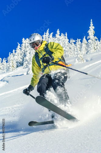 Freerider unterwegs im Tiefschnee bei fantastischen Bedingungen photo