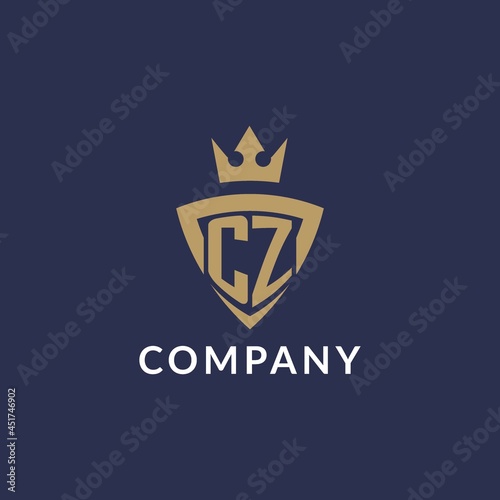CZ logo with shield and crown, monogram initial logo style