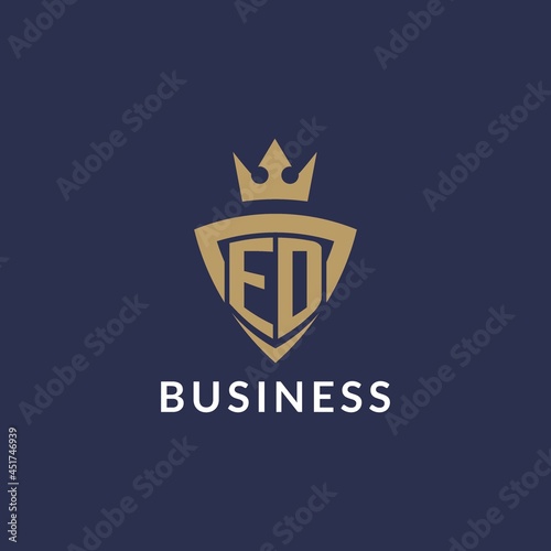 ED logo with shield and crown, monogram initial logo style