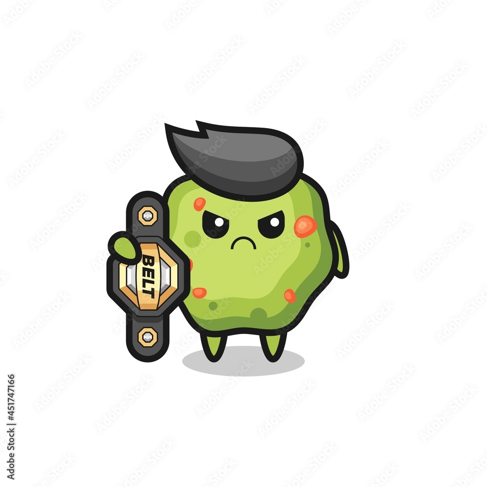 puke mascot character as a MMA fighter with the champion belt puke mascot character as a MMA fighter with the champion belt
