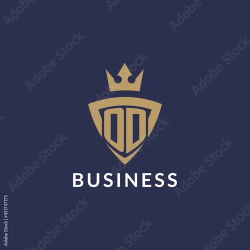OD logo with shield and crown, monogram initial logo style