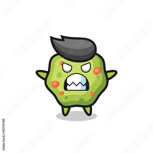 wrathful expression of the puke mascot character