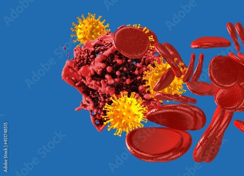 Blood clotting and coronavirus, conceptual illustration photo
