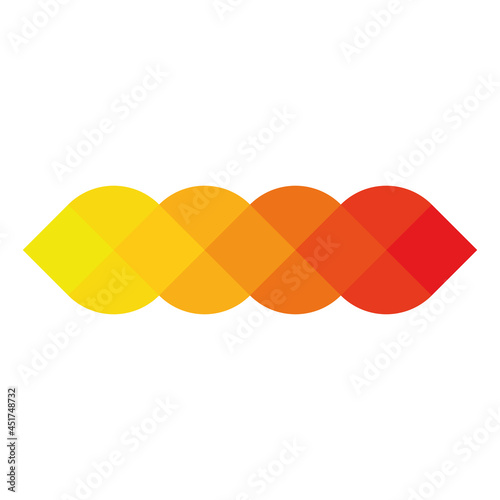 Hot pixelized mosaic logo design element. Abstract wavy shape. Simple flat vector graphic symbol