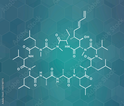 Voclosporin immunosuppressant drug molecule, illustration photo