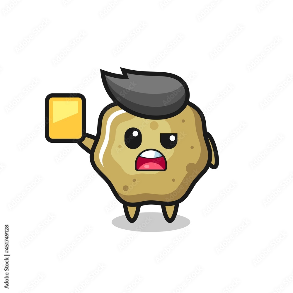 cartoon loose stools character as a football referee giving a yellow card cartoon loose stools character as a football referee giving a yellow card
