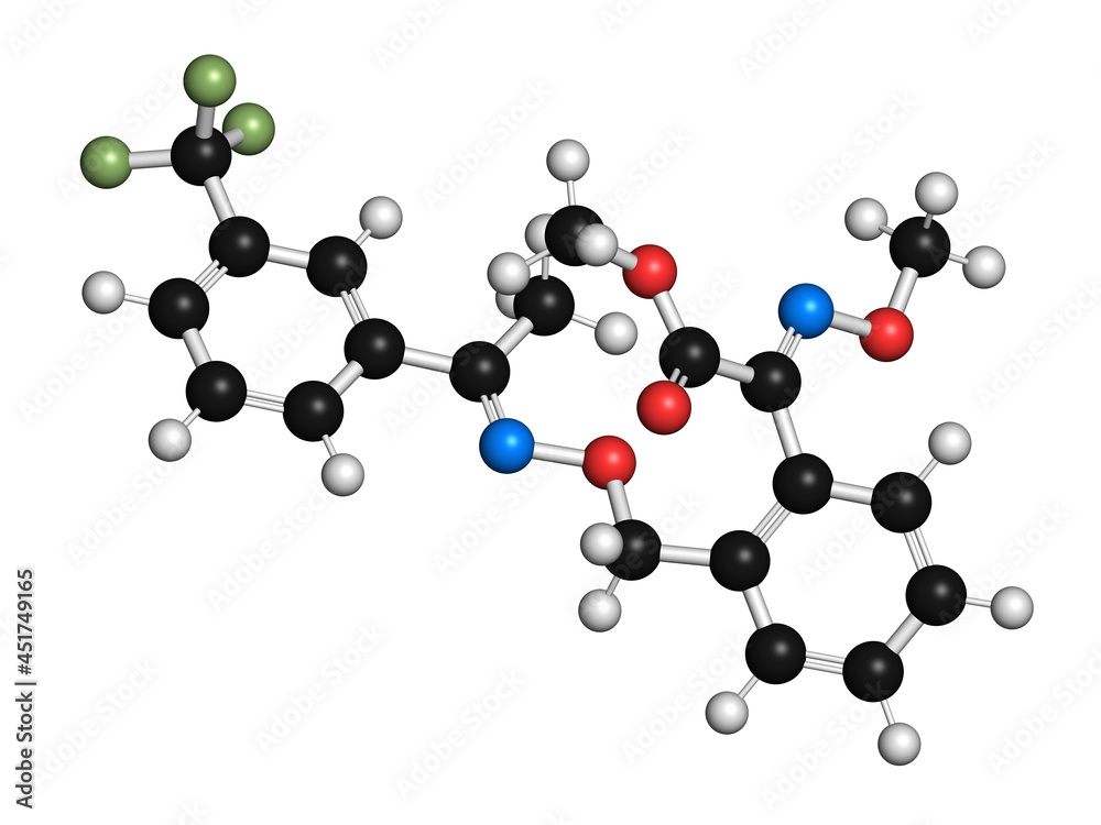 Trifloxystrobin fungicide molecule, illustration