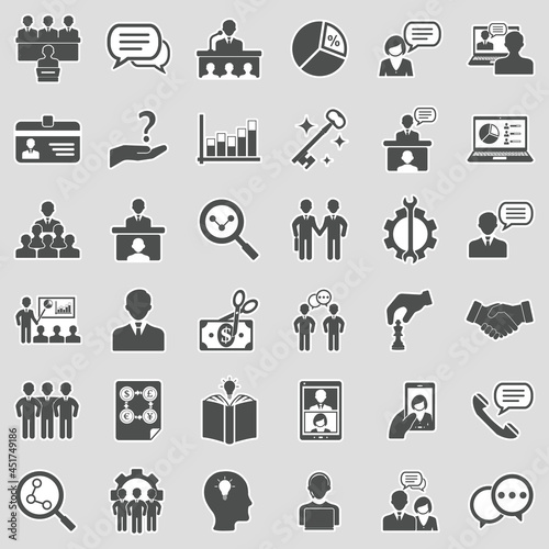 Consultant Icons. Sticker Design. Vector Illustration.