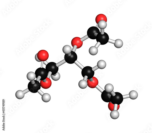 Triacetin molecule, illustration photo