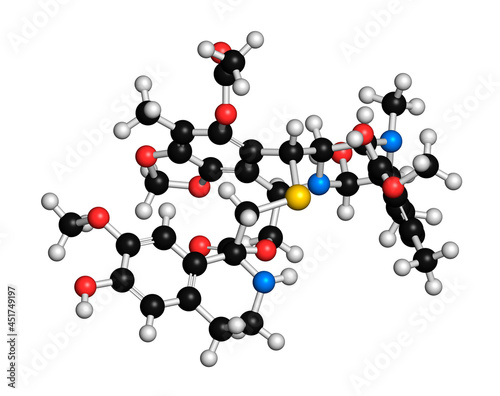 Trabectedin cancer drug molecule, illustration photo