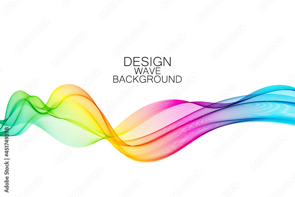 Abstract colorful wave lines flowing isolated on white background for vector design elements in concept of sound, music, technology, science.