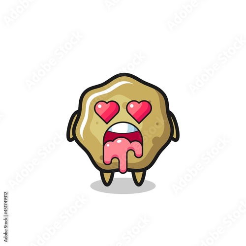 the falling in love expression of a cute loose stools with heart shaped eyes