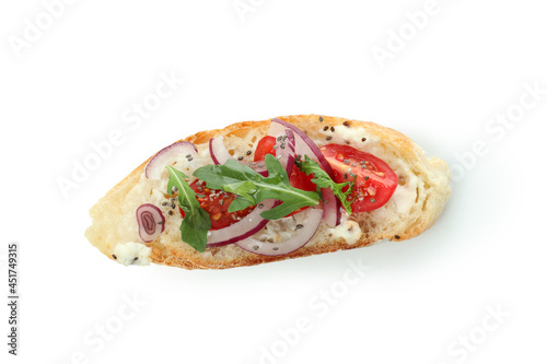 Delicious bruschetta snack isolated on white background