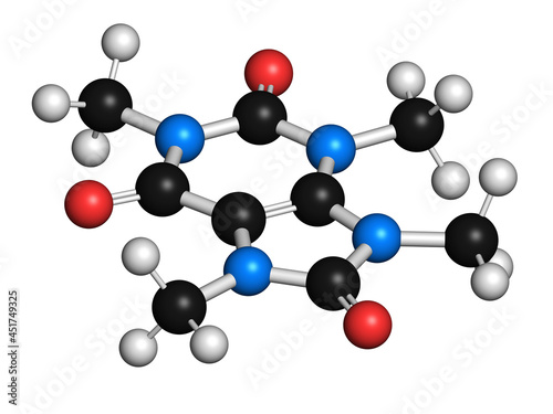 Theacrine molecule, illustration photo