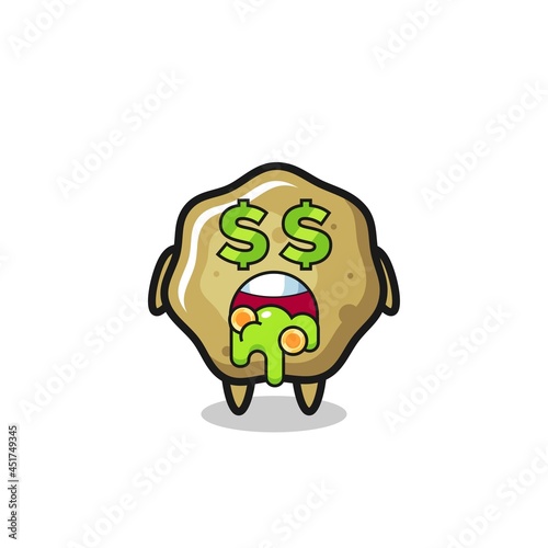 loose stools character with an expression of crazy about money