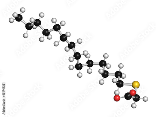 Tetradecylthioacetic acid molecule, illustration photo