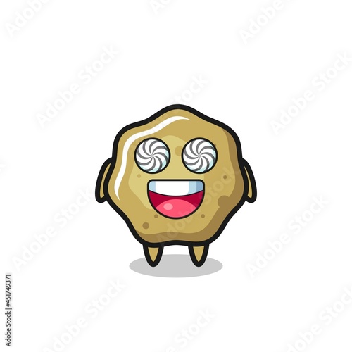 cute loose stools character with hypnotized eyes