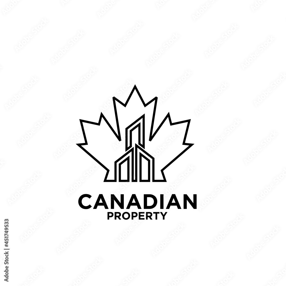 Canadian property real estate line logo icon design vector Canadian property real estate line logo icon design vector
