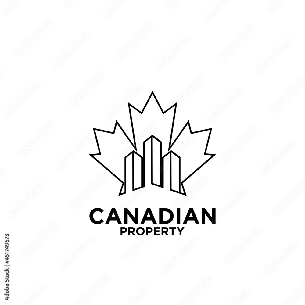 Canadian property real estate line logo icon design vector