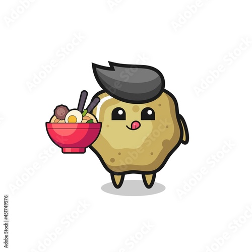 cute loose stools character eating noodles