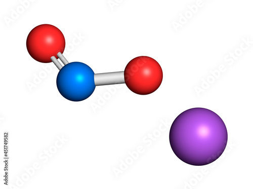 Sodium nitrite chemical structure, illustration photo