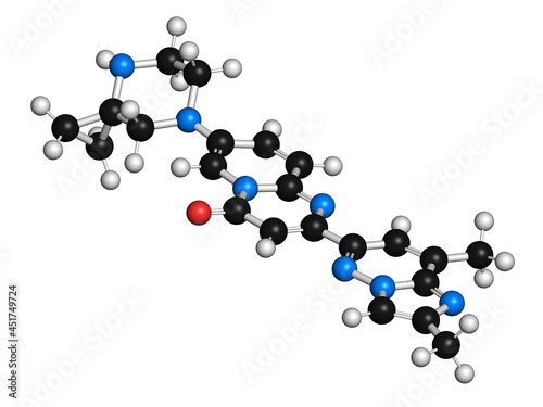 Risdiplam muscular atrophy drug molecule, illustration photo